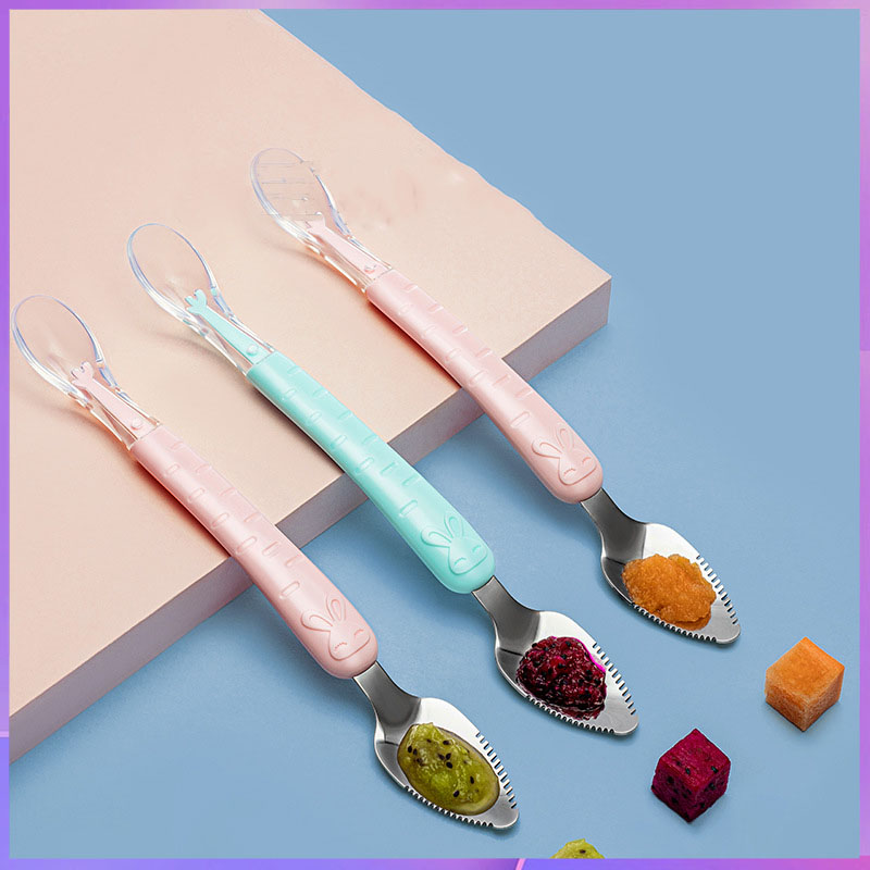 Baby Food Eating - Cuchara raspadora de doble cabeza para
