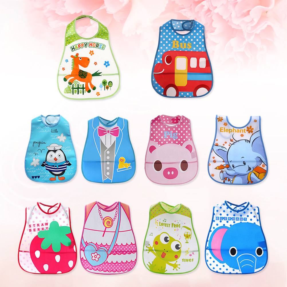Baby Food Eating - 10 baberos impermeables para bebé, baberos