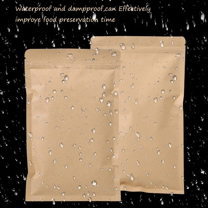 Food Pouch Reusable - Bolsa de papel Kraft marrón con