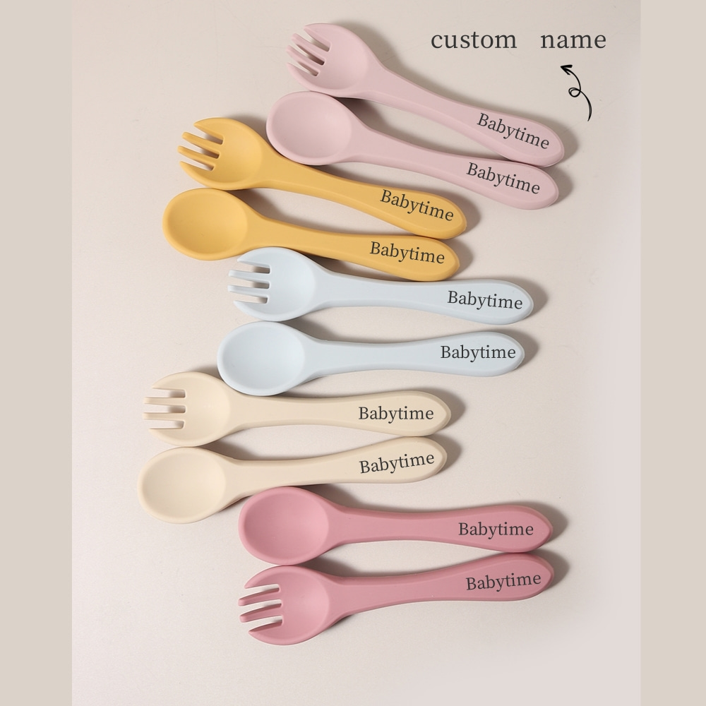 Baby Food Diet - Cuchara y Tenedor de Silicona Personalizados