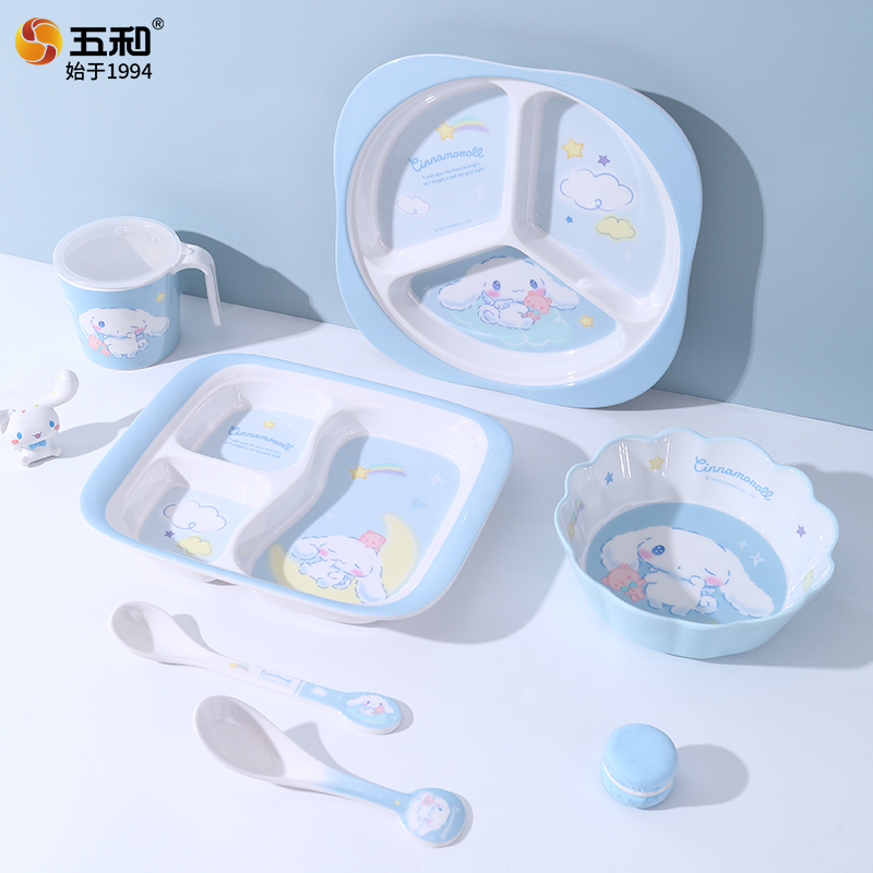 Baby Food Eating - Vajilla Sanrio, cuenco antiescaldaduras, platillo, taza,
