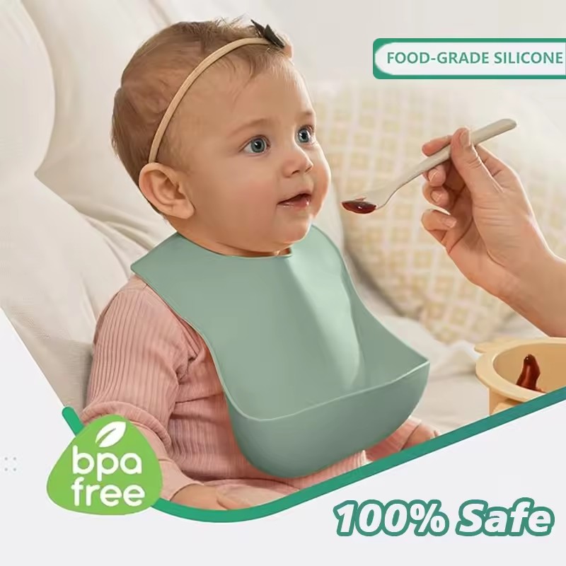 Babero con bandeja de silicona - Baby Food Eating reseña y precio